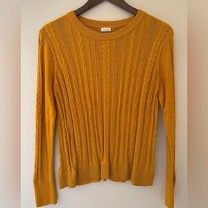 A New Day Mustard Yellow Cable Knit Long Sleeve Sweater